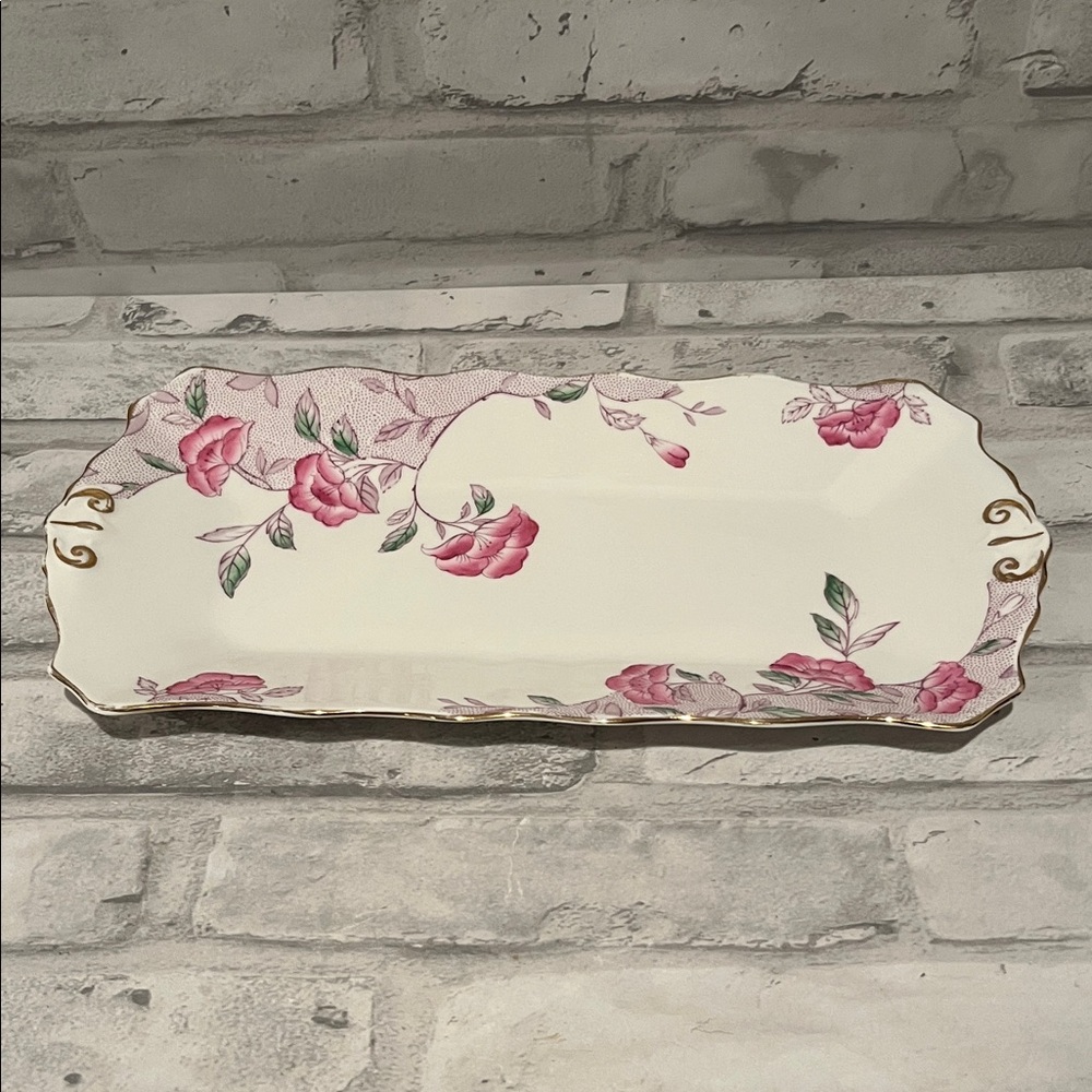 Melton New Chelsea Fine Bone China Platter pink gold floral